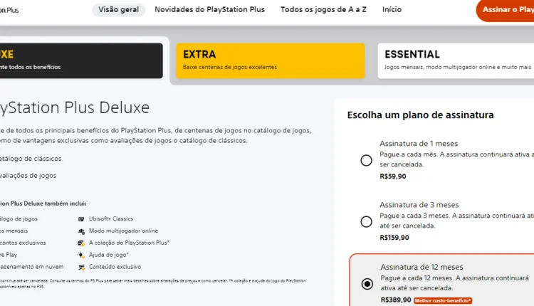 Assinaturas da PS Plus Extra e Deluxe estão em promoção com até R