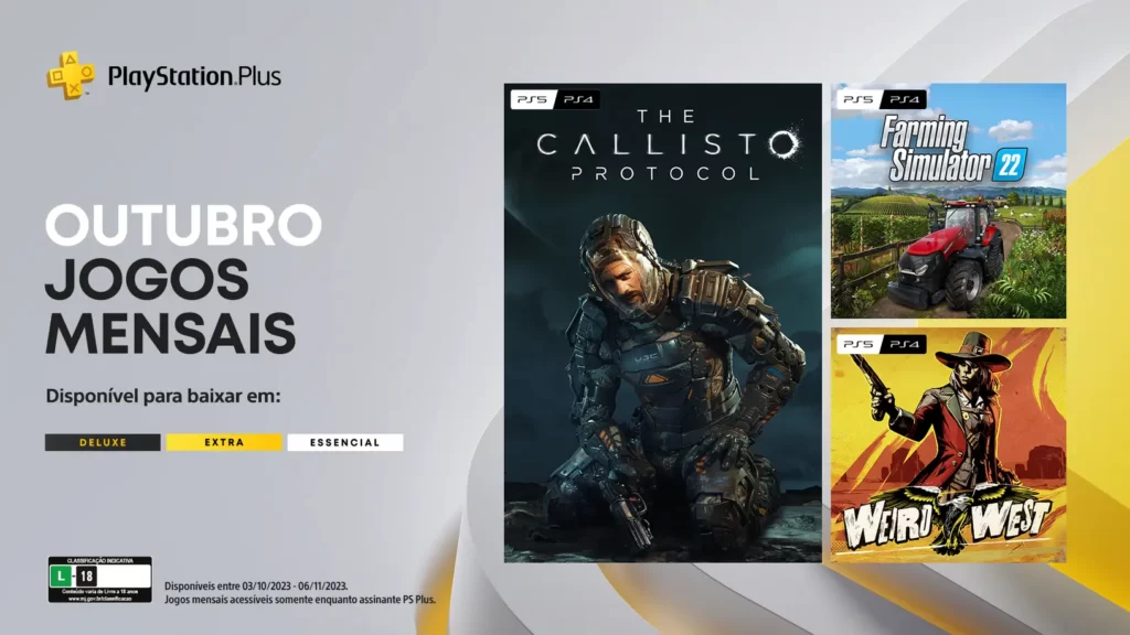 É HOJE! Liberação dos jogos mensais da PS Plus de Outubro 2023 - Vai  baixar? Tem Callisto Protocol! 