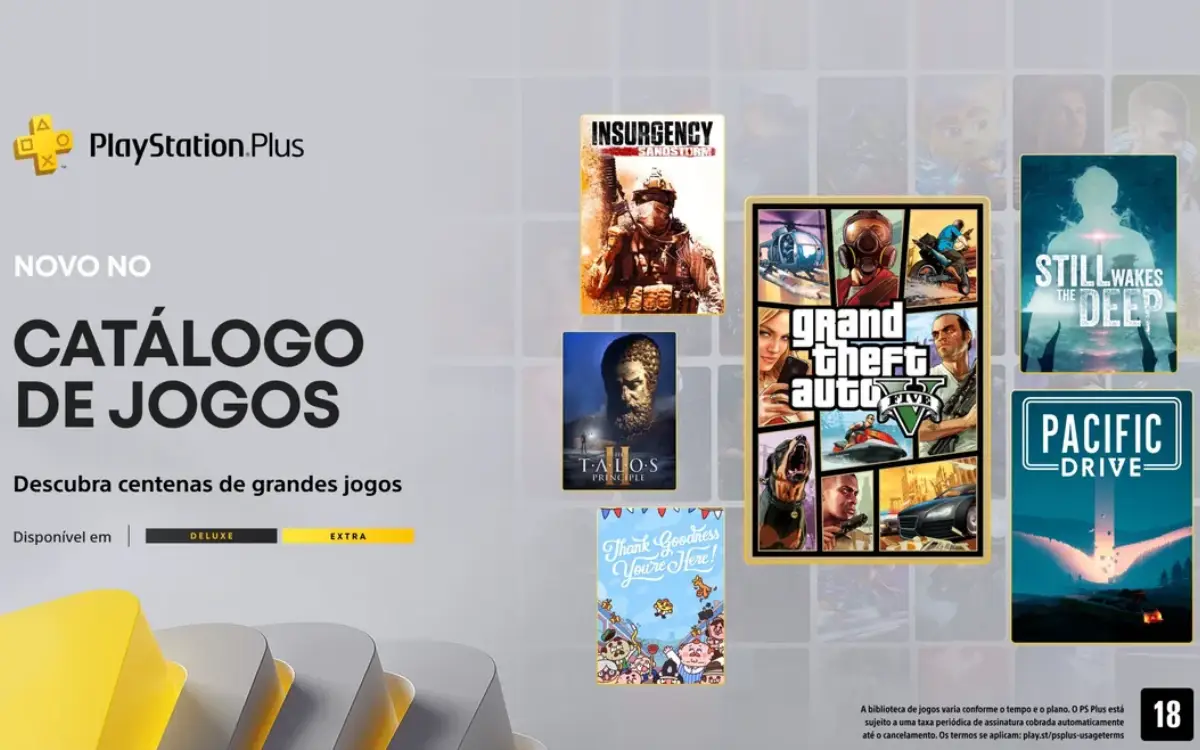 PS Plus Extra e Deluxe de novembro traz GTA V e outros jogos