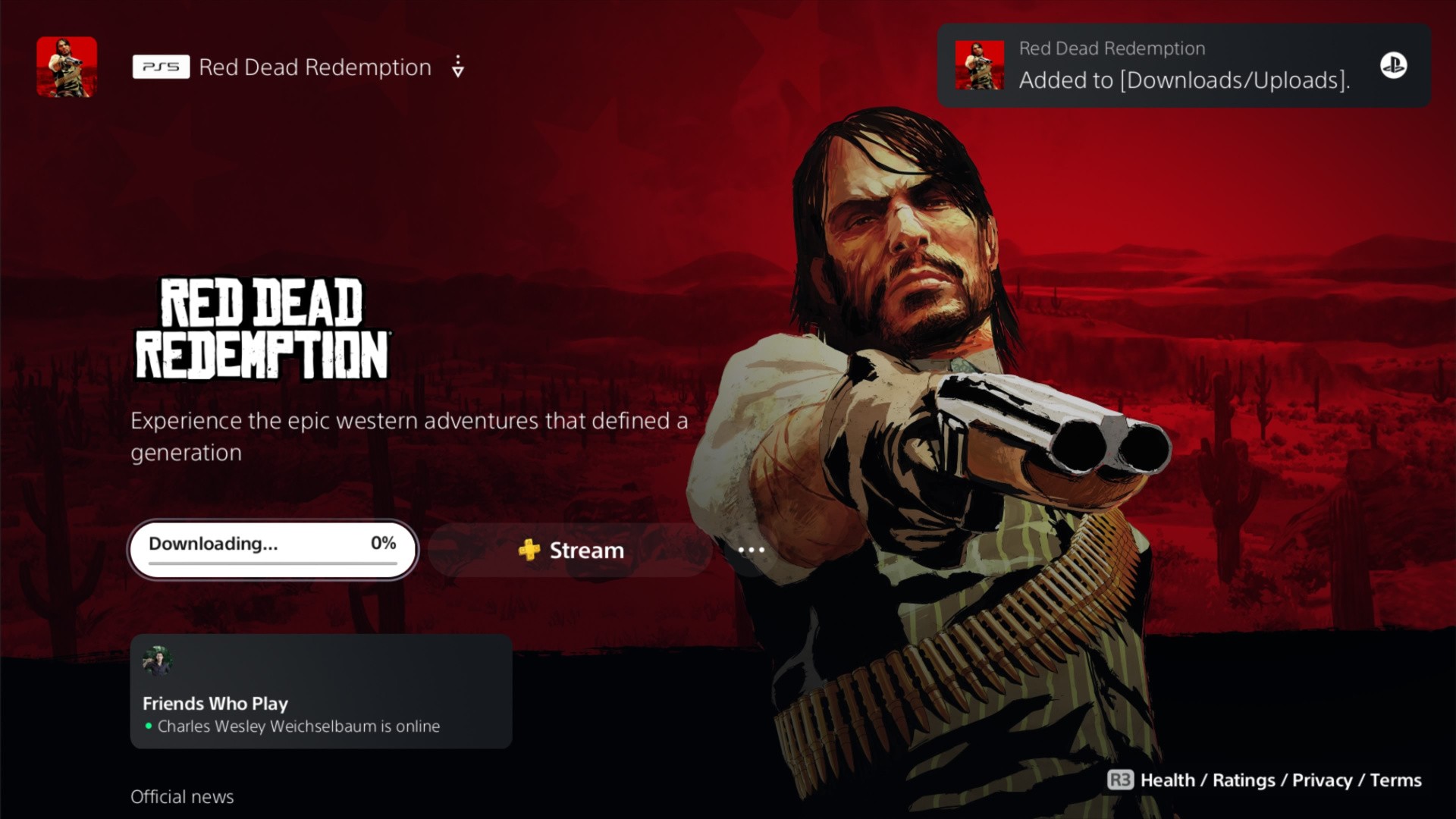 Atualização gratuita de Red Dead Redemption 1 para PS5 disponível