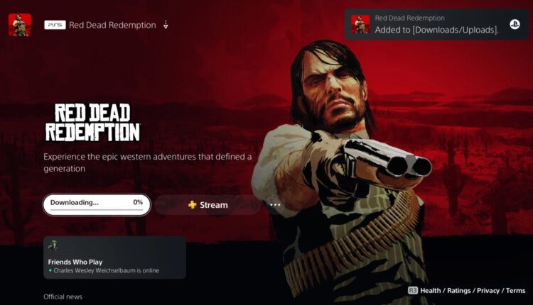 Red Dead Redemption 1's Free PS5 Upgrade Is Available to Download Now, Included with PS Plus Extra